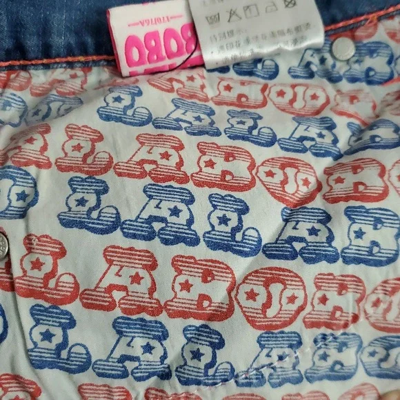 LalaBobo Light Wash Patched Lettered Y2K Jeans - Picture 7 of 10